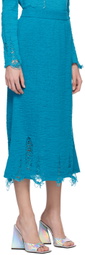 Song for the Mute Blue Distressed Midi Skirt