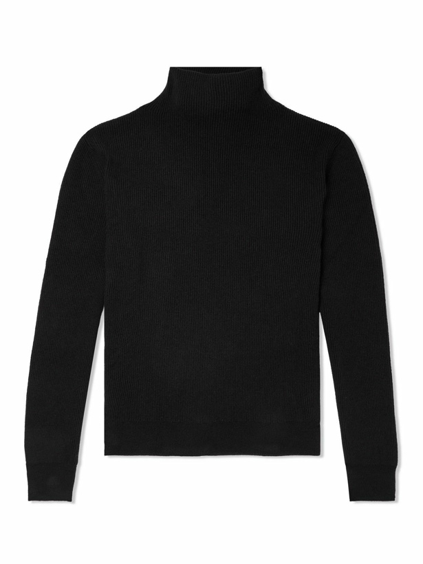 Photo: The Row - Daniel Ribbed Cashmere Mock-Neck Sweater - Black