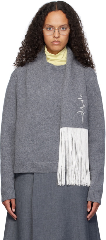 Photo: AO Yes Gray Fringed Scarf Sweater