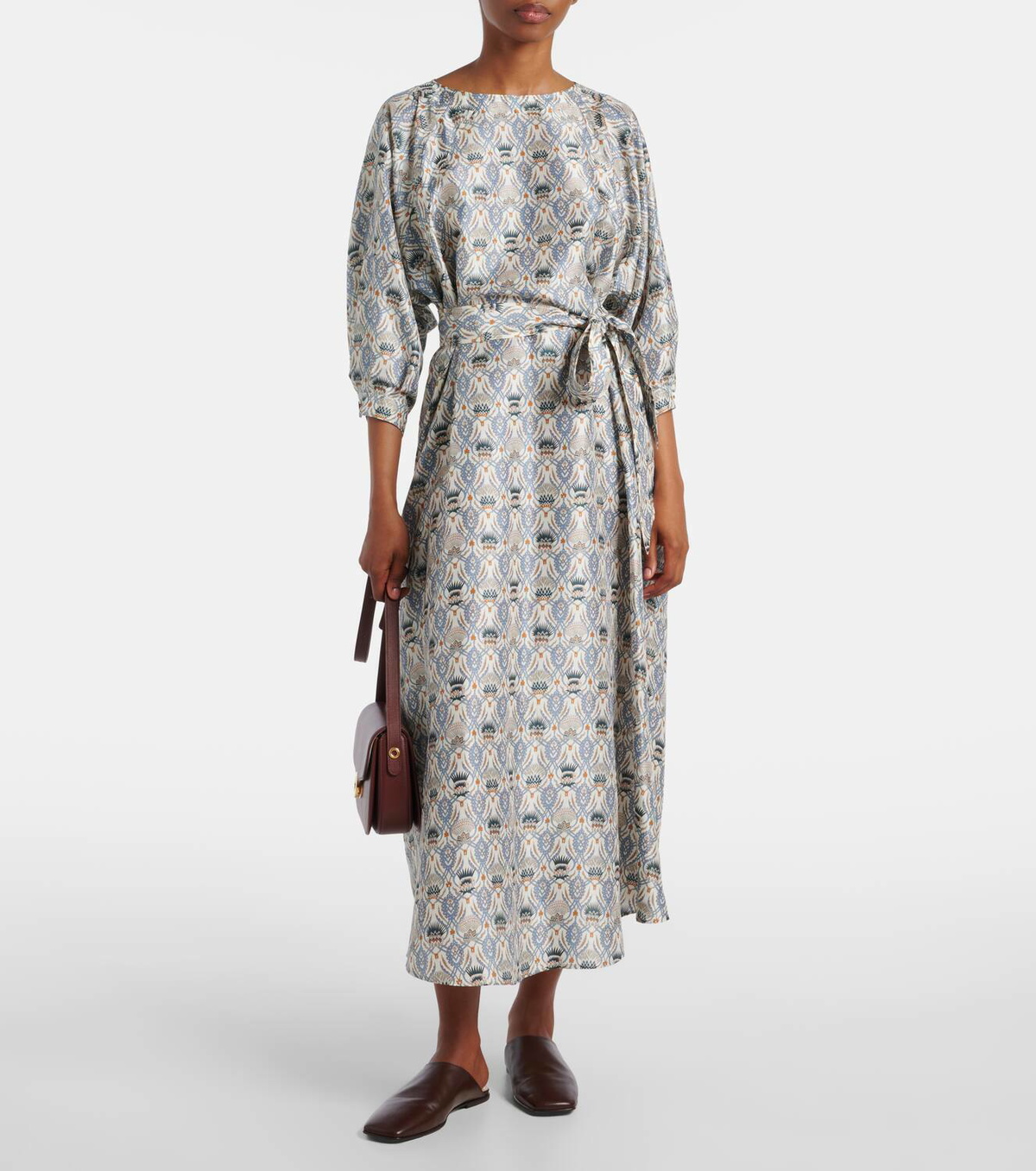 Loro Piana Mila printed silk midi dress