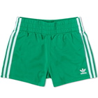 Adidas Women's 3 Stripe Short in Green