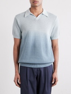 Mr P. - Open-Collar Knitted Organic Cotton Polo Shirt - Blue