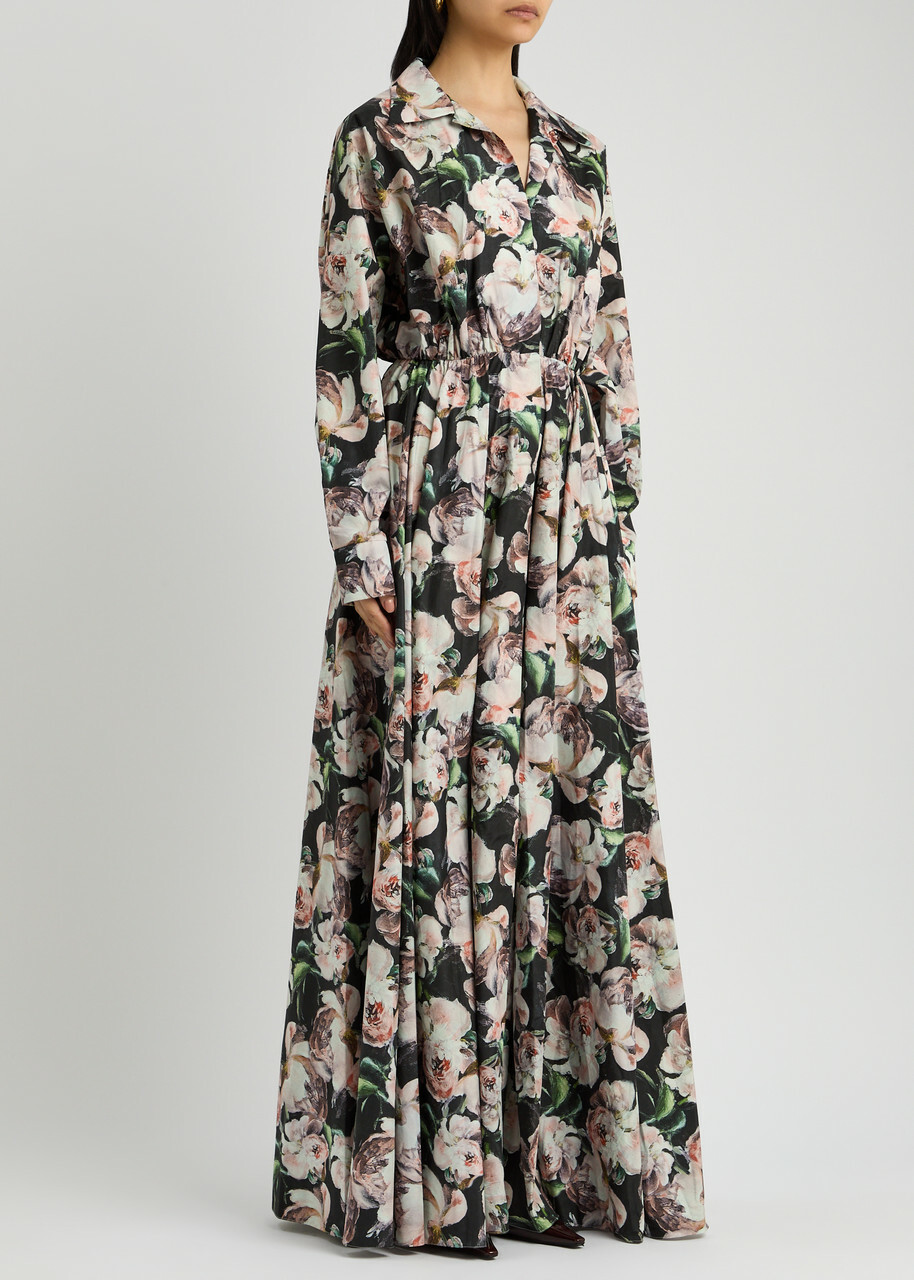 Norma Kamali Floral-print Shell Maxi Dress Pink