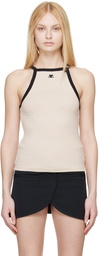 Courrèges Off-White & Black Buckle Tank Top