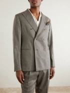 Mr P. - Double-Breasted Wool and Linen-Blend Suit Jacket - Green
