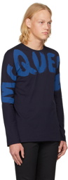 Alexander McQueen Navy Graffiti Long Sleeve T-Shirt