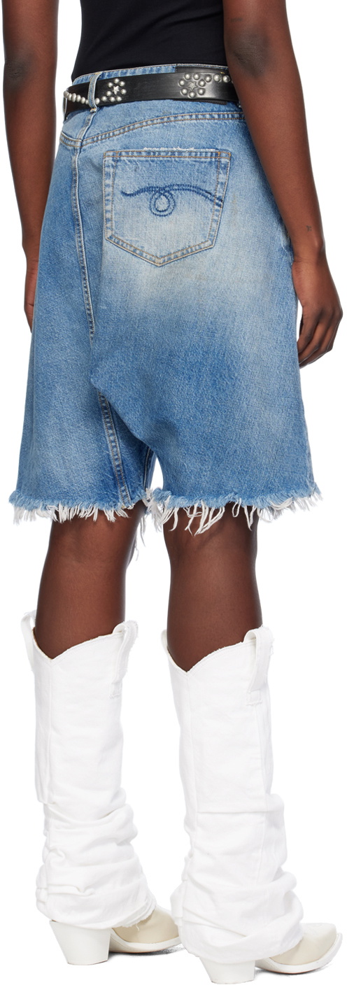 R13 SSENSE Exclusive Blue Twister Denim Shorts R13