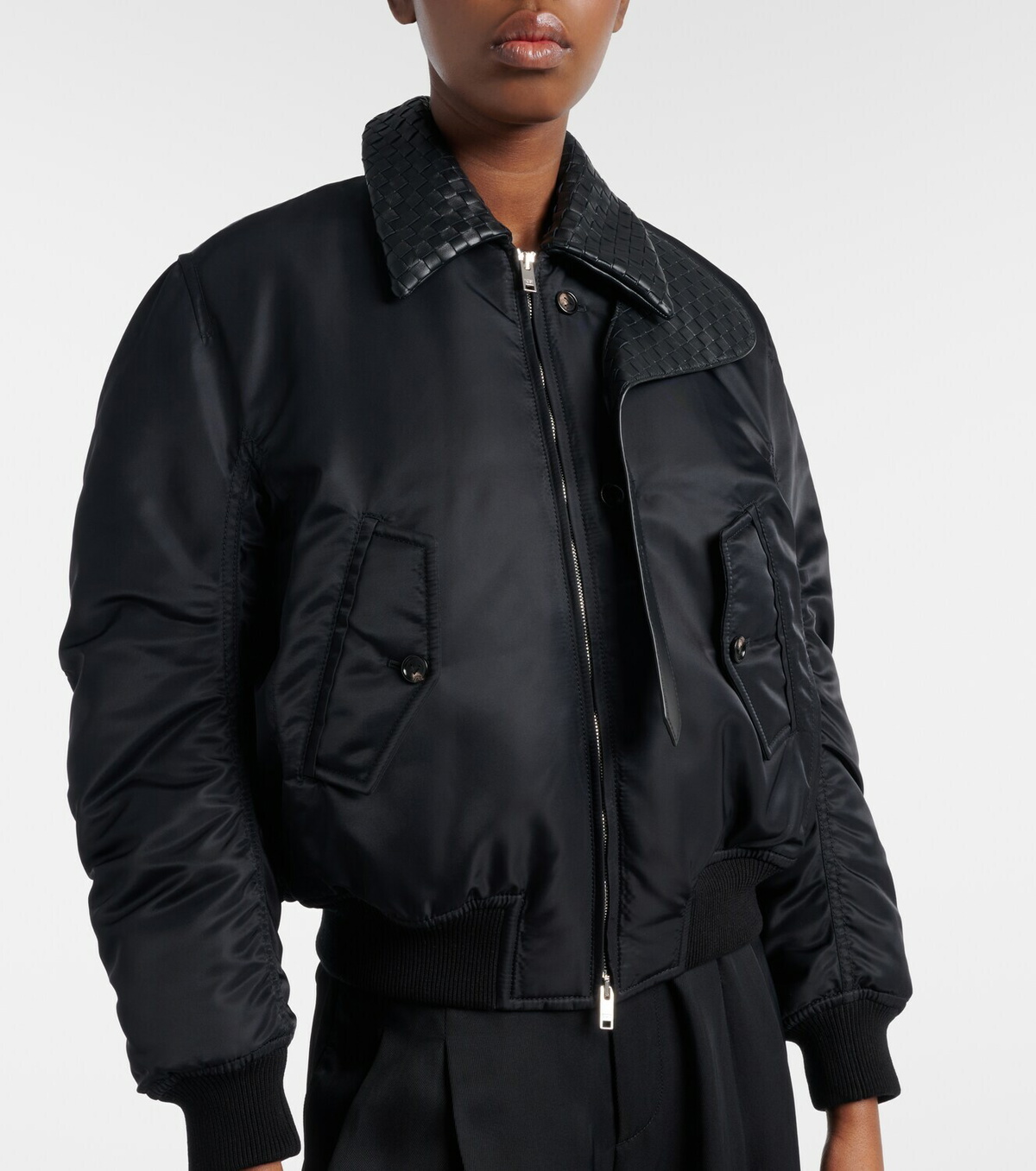 Bottega Veneta Intrecciato leather-trimmed blouson jacket