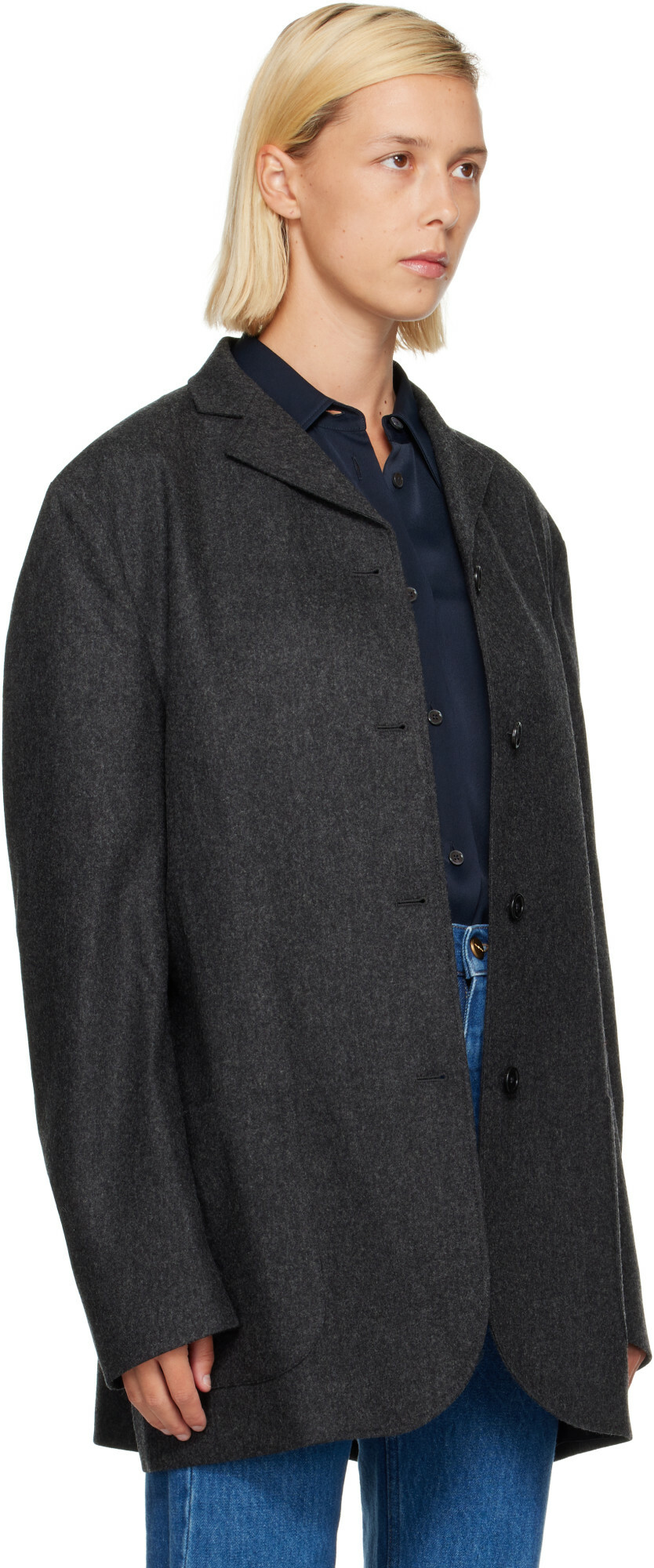 Jil Sander Gray Wool Flannel Blazer
