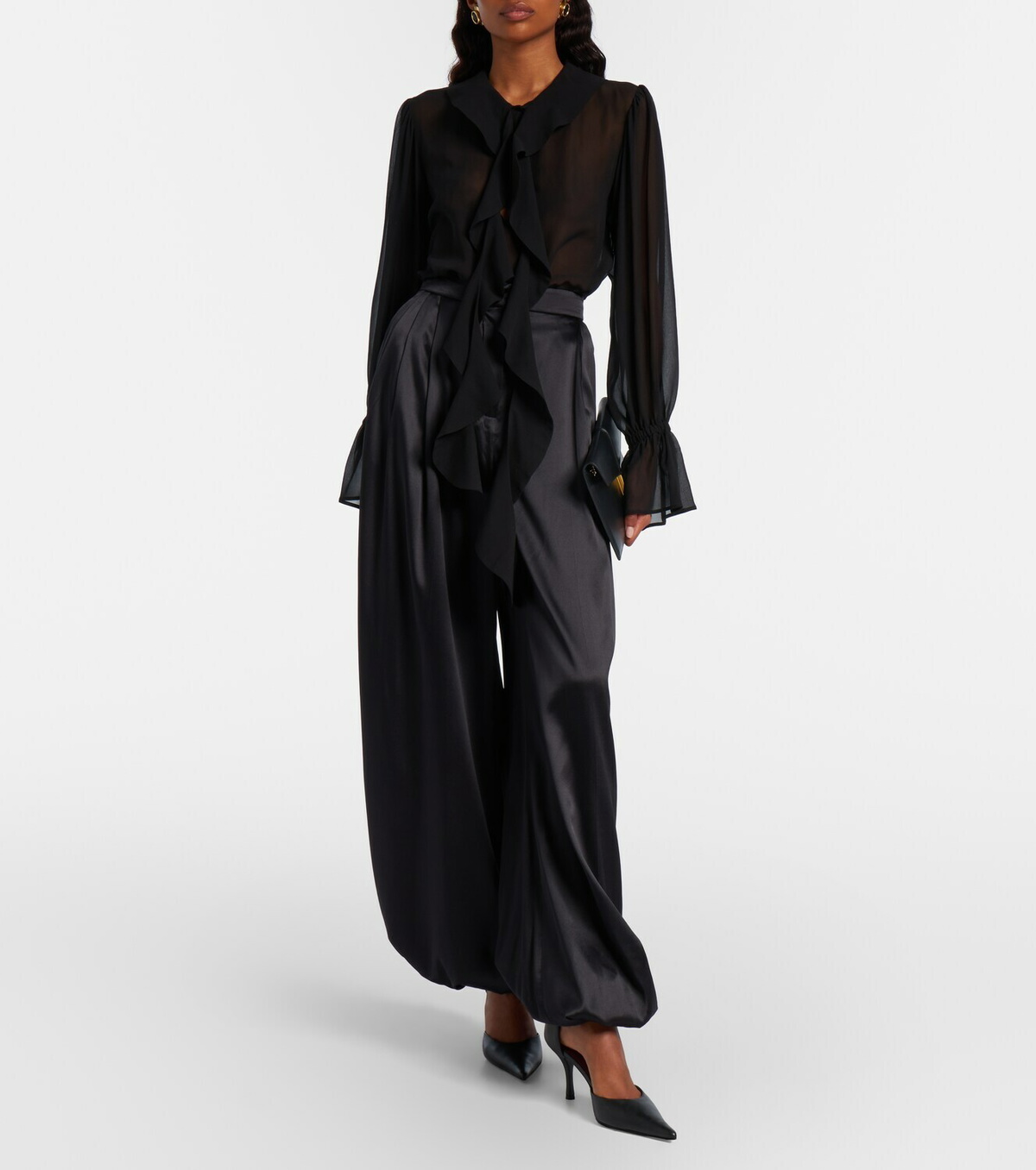 Nina Ricci Silk-blend satin wide-leg pants
