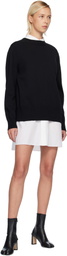 sacai White & Black Poplin & Cotton Knit Minidress
