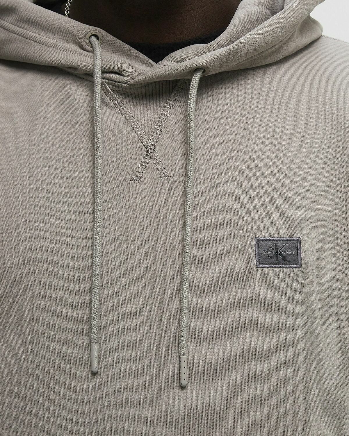 Calvin Klein Jeans WOVEN LABEL HOODIE Grey Mens Hoody