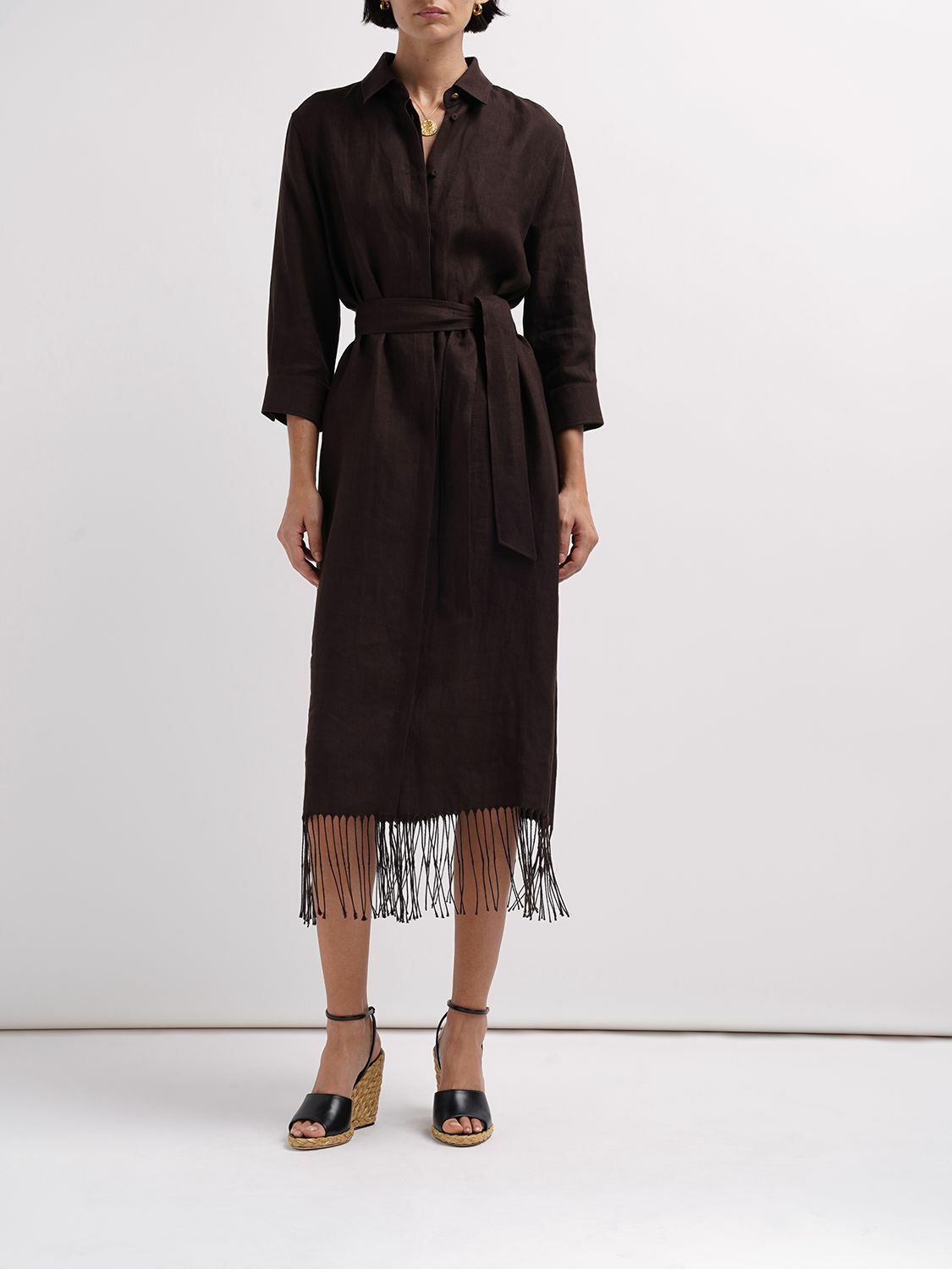 MAX MARA - Lignano Fringed Linen Midi Dress Max Mara