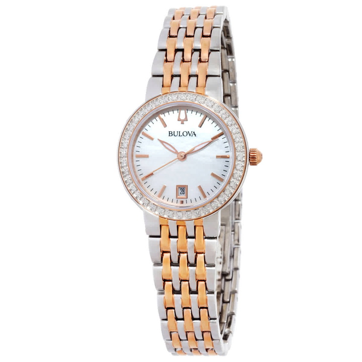 Photo: Bulova Quartz Crystal White Mother of Pearl Dial Ladies Watch 98R280