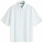 Acne Studios Men's Sarlie Face Short Sleeve Stripe Shirt in Blue/Green
