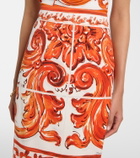Dolce&Gabbana Majolica silk-blend charmeuse pencil skirt