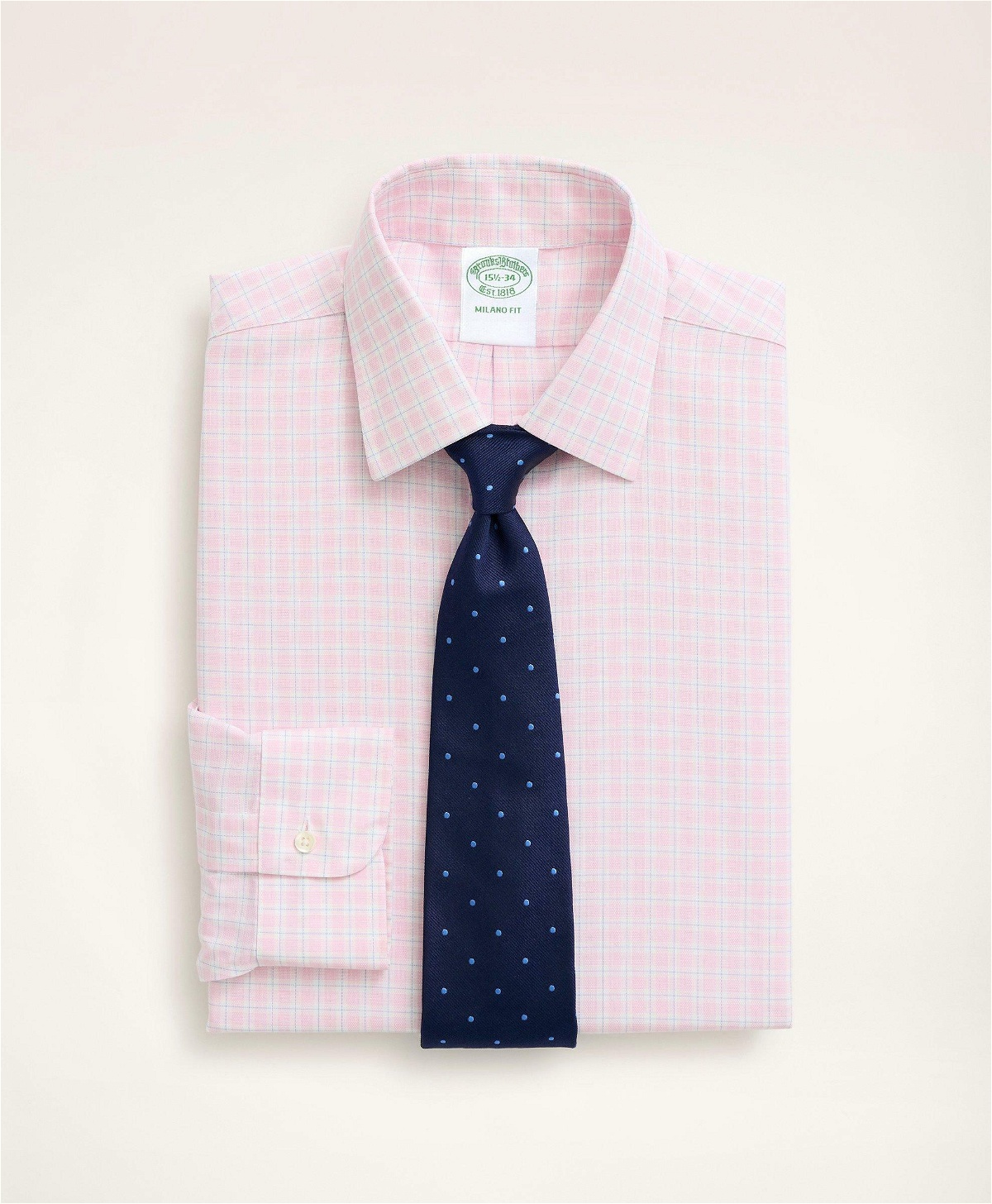 Brooks Brothers Men's Stretch Milano Slim-Fit Dress Shirt, Non-Iron Royal Oxford Ainsley Collar Check | Pink