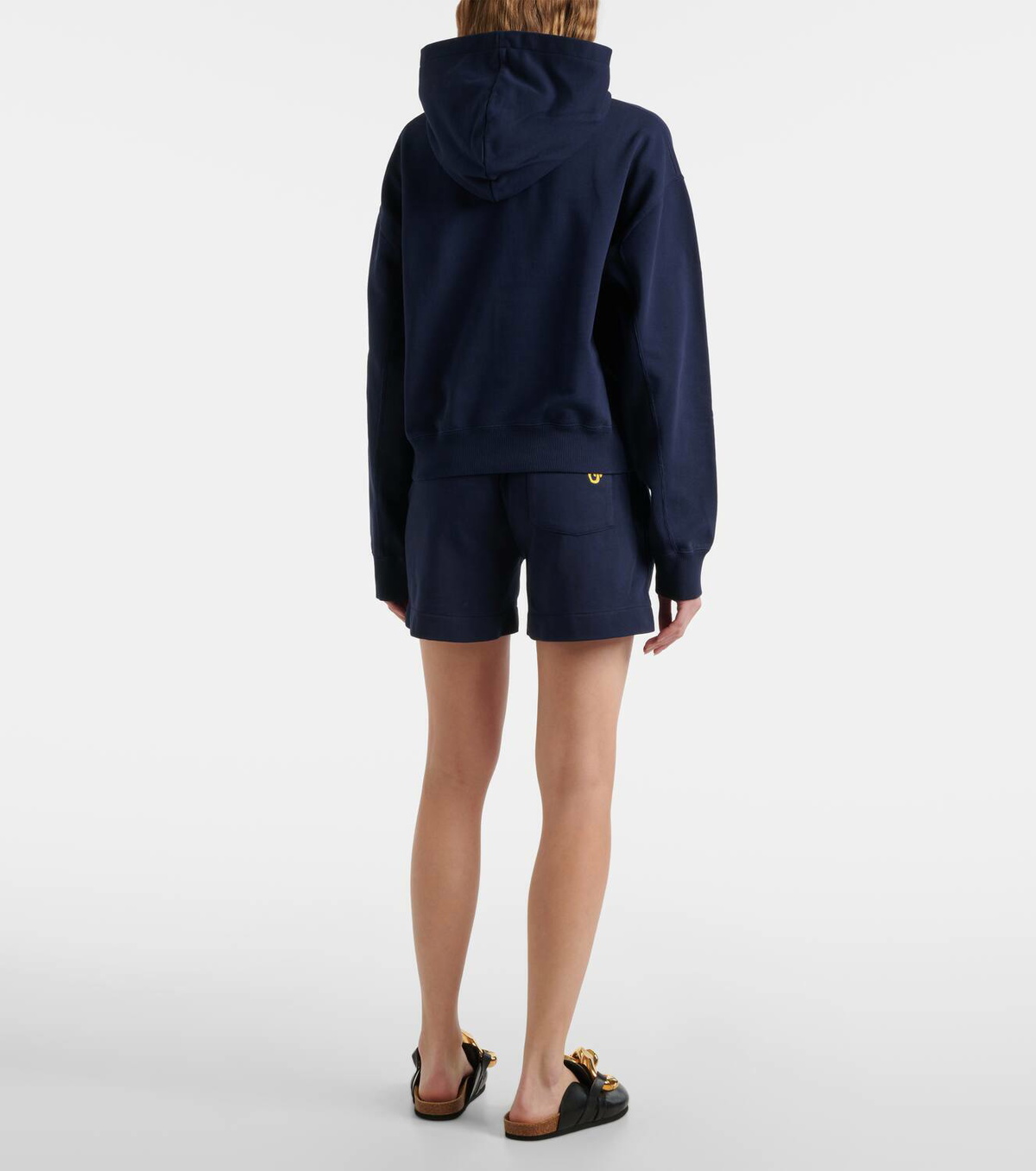 JW Anderson Anchor embroidered cropped cotton hoodie