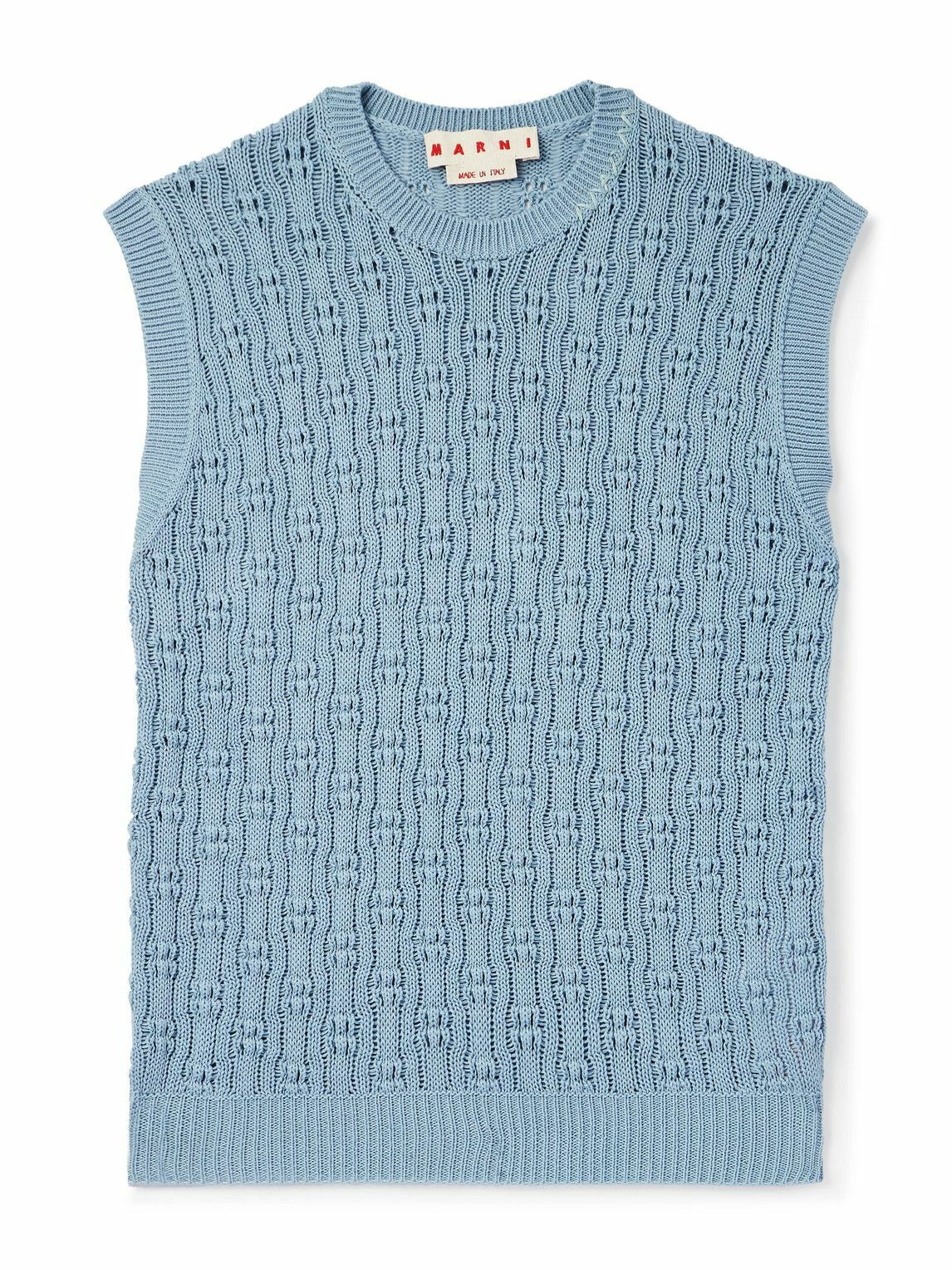Marni - Crocheted Cotton Vest - Blue