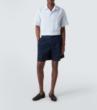 Brioni Striped linen bowling shirt