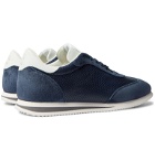 Brunello Cucinelli - Suede-Trimmed Perforated Leather Sneakers - Blue