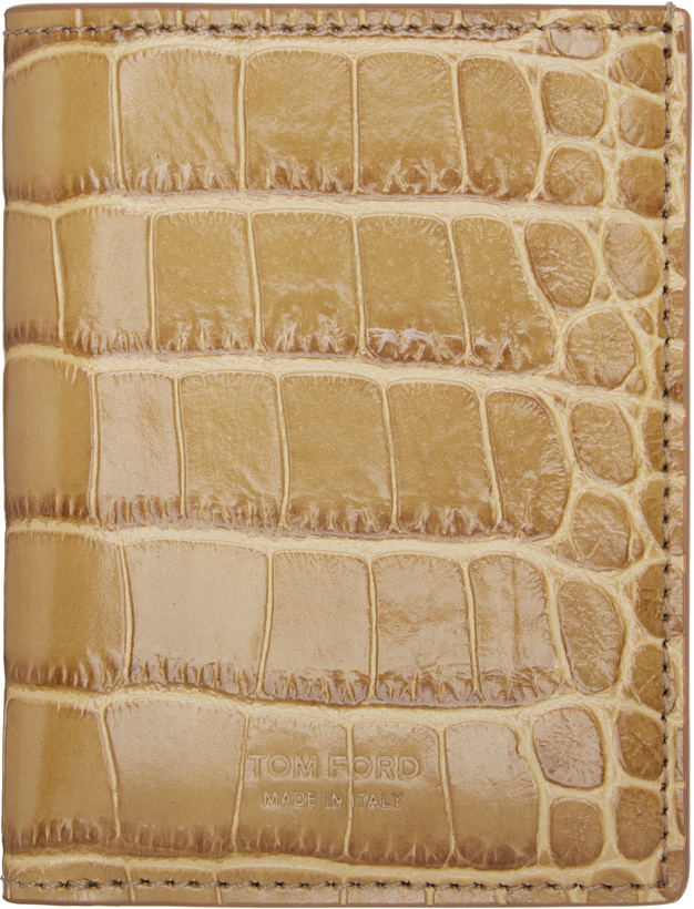 Photo: TOM FORD Tan Shiny Croc 'T Line' Folding Card Holder