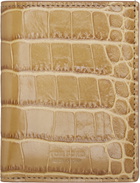 TOM FORD Tan Shiny Croc 'T Line' Folding Card Holder