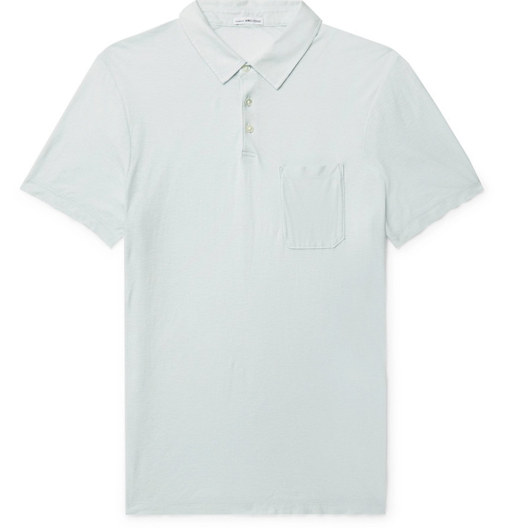 Photo: JAMES PERSE - Cotton and Linen-Blend Jersey Polo Shirt - Blue