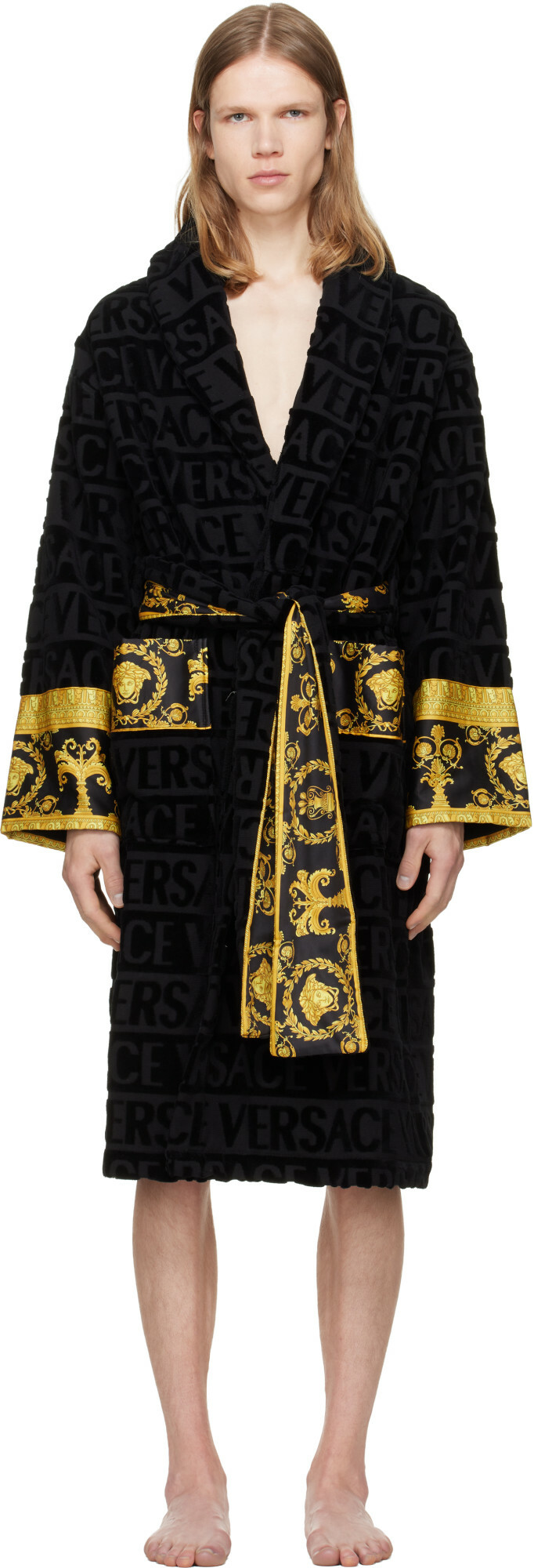Versace Black 'I Heart Baroque' Bathrobe