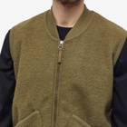 Universal Works Men's Wool Fleece Zip Waistcoat in Lovat
