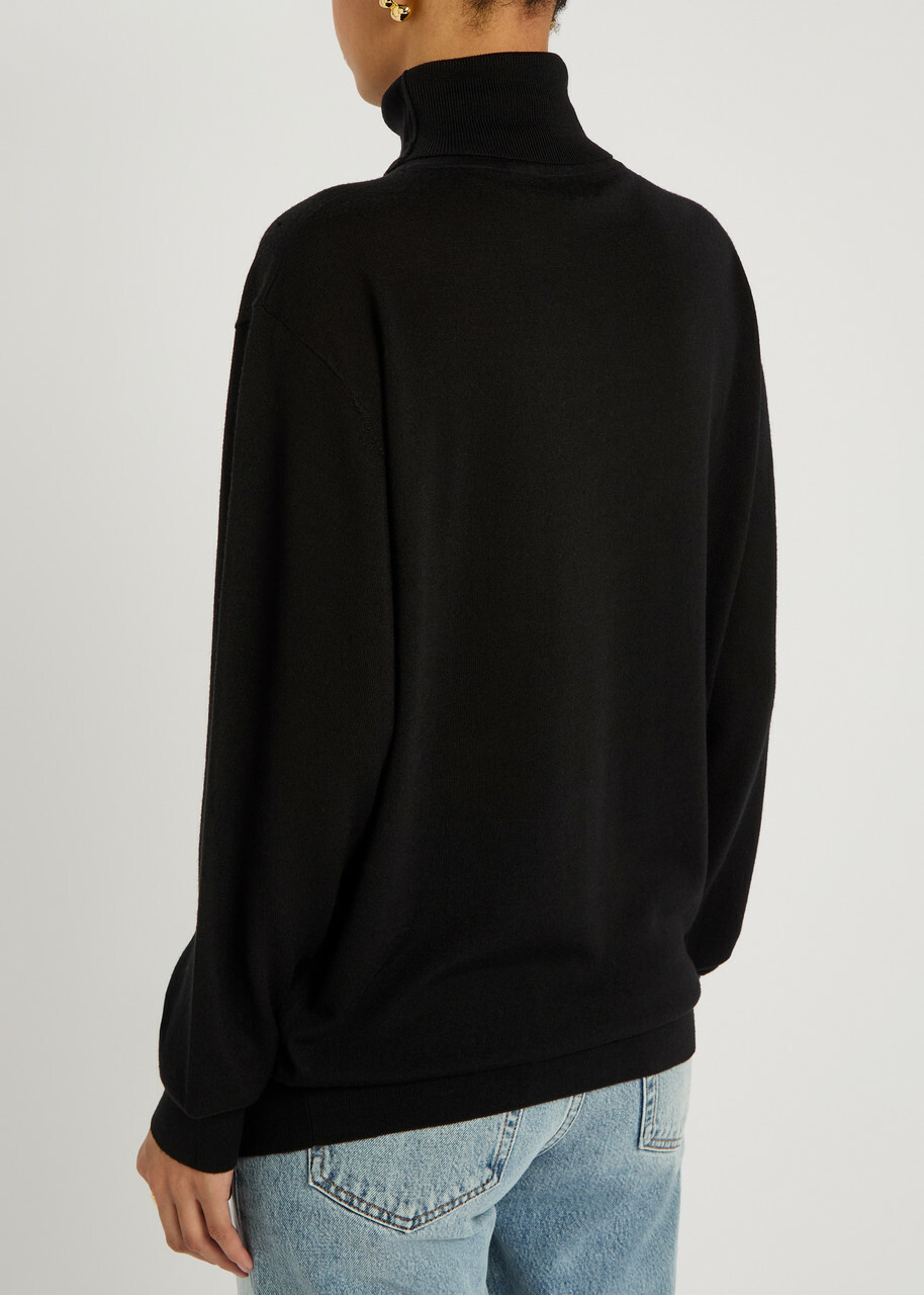 Toteme Turtle-neck Fine-knit Wool Jumper Black