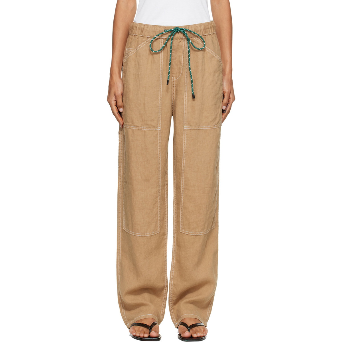 rag & bone Tan Atlas Linen Lounge Pants