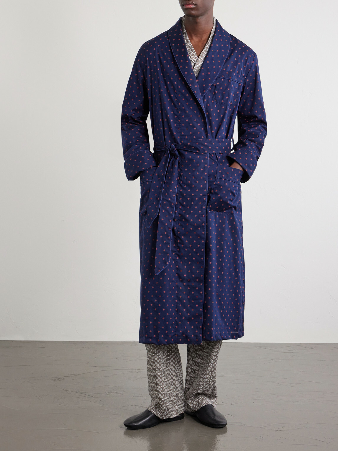Derek Rose - Nelson 109 Printed Cotton Robe - Blue