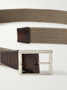 Berluti - 3.5cm Leather-Trimmed Woven Elastic Belt - Neutrals