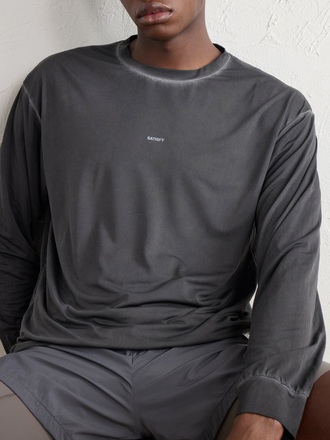 Satisfy - Logo-Print Recycled-AuraLite™ Jersey T-Shirt - Black