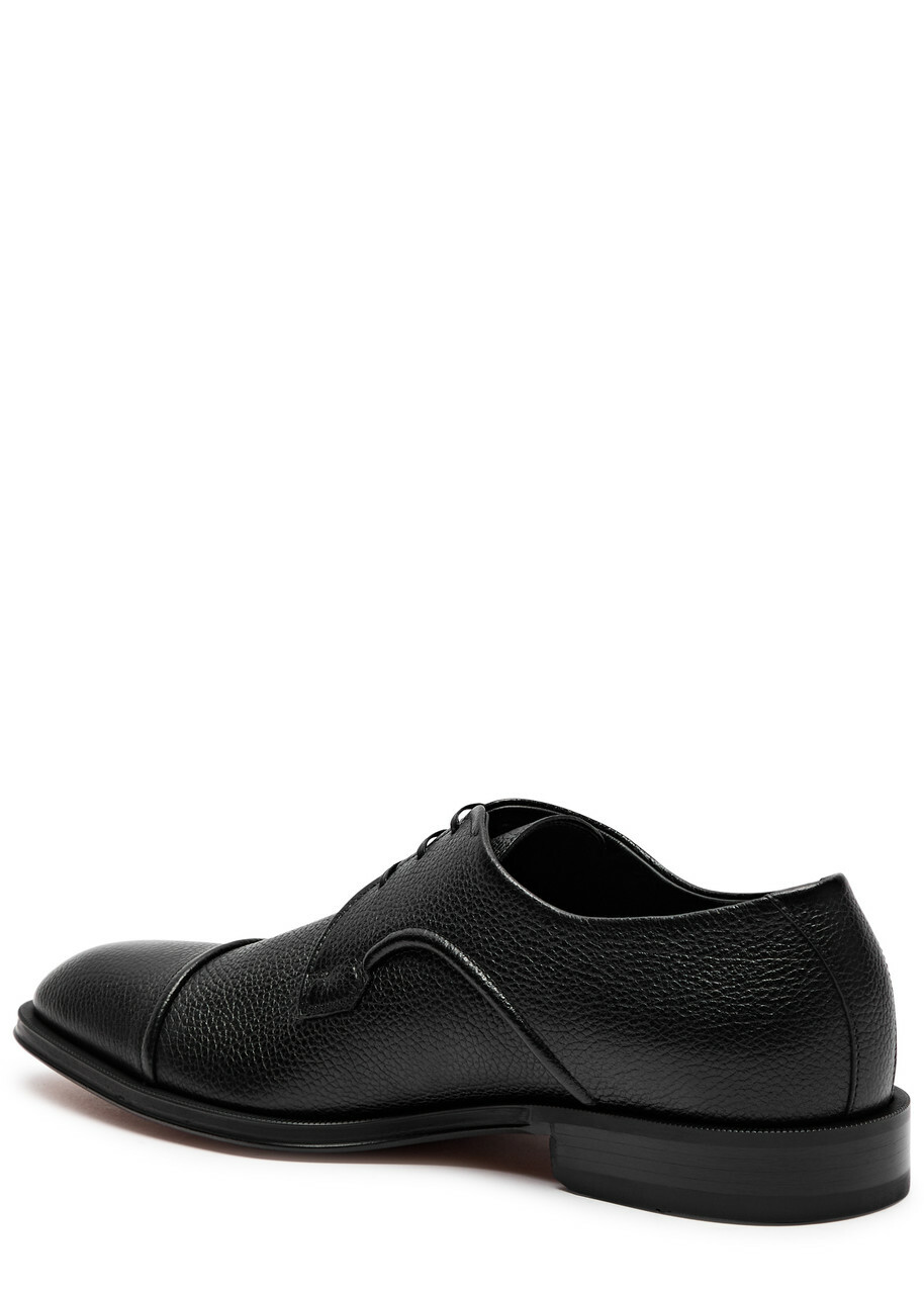 Boss Derrek Grained Leather Derby Shoes Black BOSS