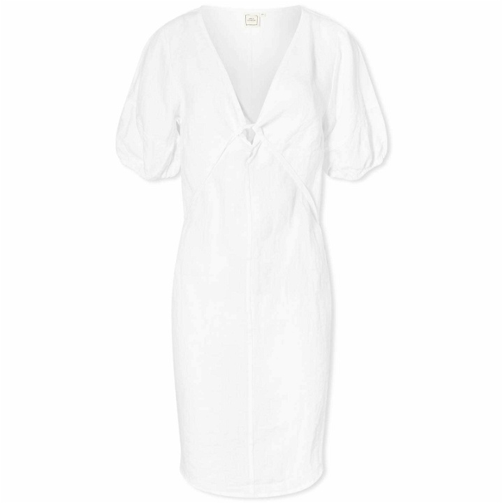 Photo: Deiji Studios Women's Tie Seamed Linen Mini Dress in White