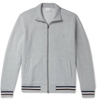 Kingsman - Striped Mélange Fleece-Back Cotton and Cashmere-Blend Zip-Up Sweatshirt - Gray