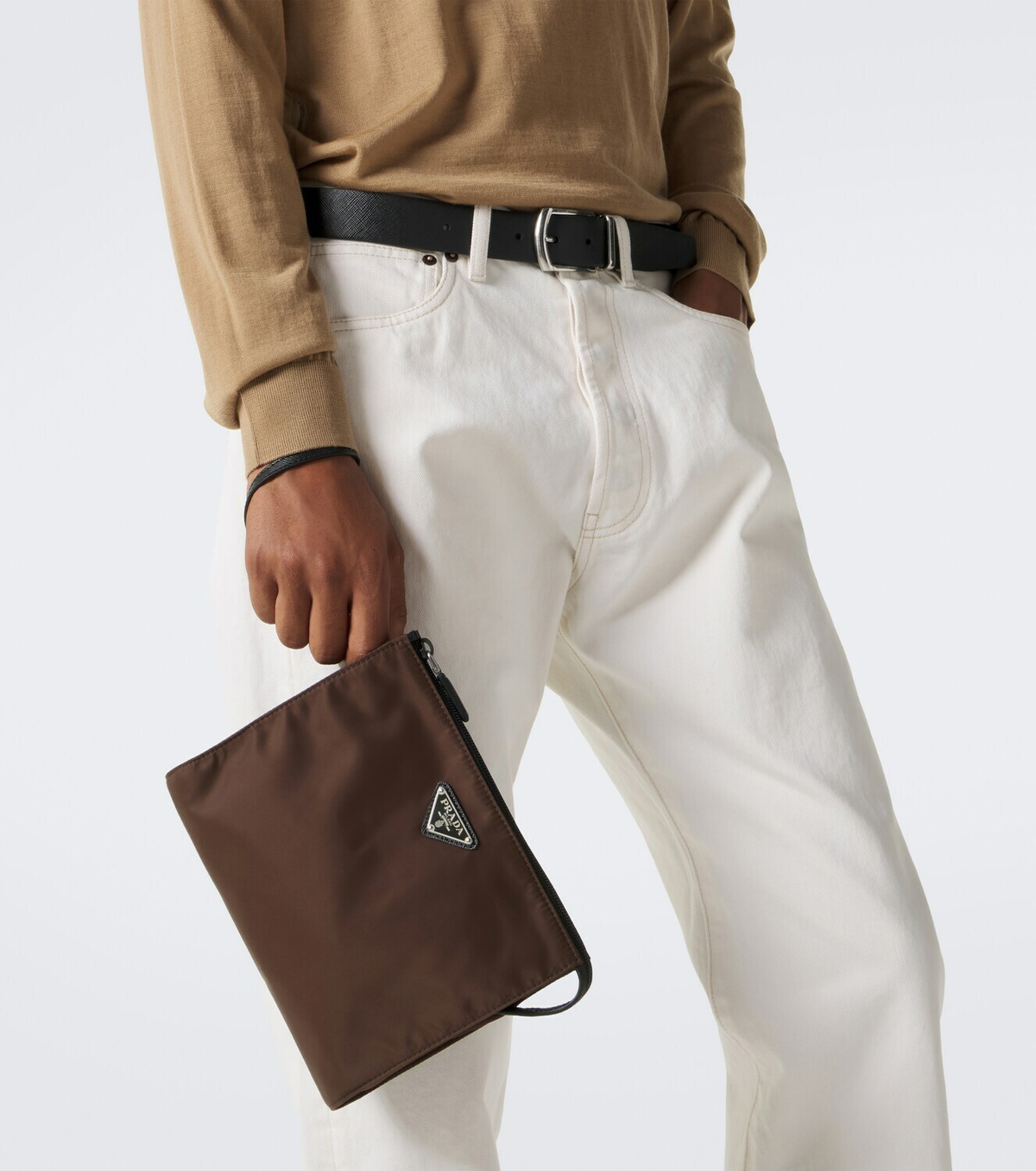 Prada Re-Nylon leather-trimmed pouch