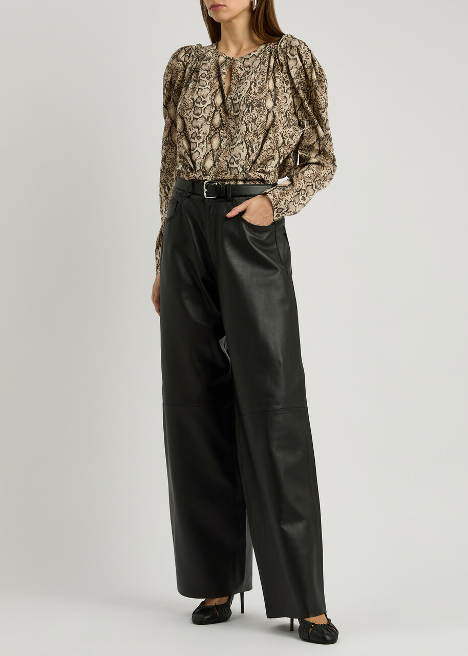 Isabel Marant Zarga Python-print Stretch-silk Blouse Multi Print