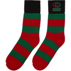 Gucci Red and Green Interlocking G Striped Socks