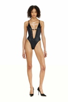 Diesel Plunge-neck swimsuit in shimmery fabric - Swimsuits Womens in Black