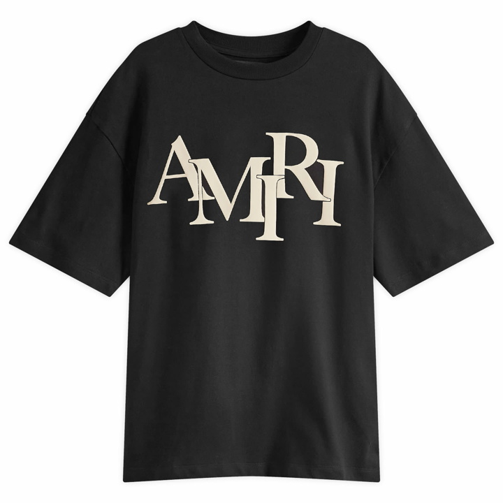 Photo: AMIRI Men's Staggered Logo T-Shirt in Black