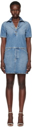 Moschino Blue Laurel Crown Emblem Denim Minidress