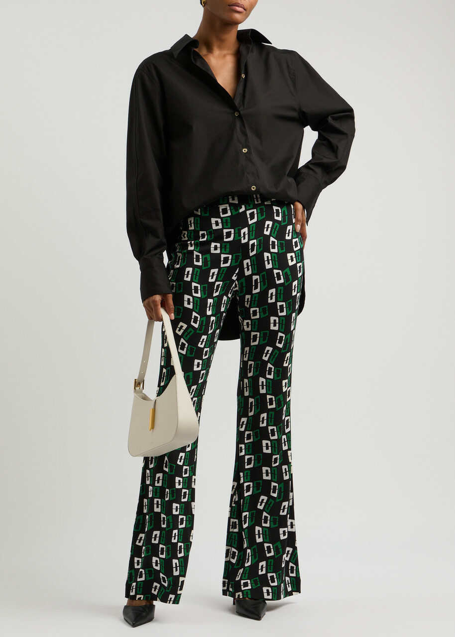 Diane Von Furstenberg Brooklyn Printed Stretch-jersey Trousers Black