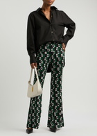 Diane Von Furstenberg Brooklyn Printed Stretch-jersey Trousers Black