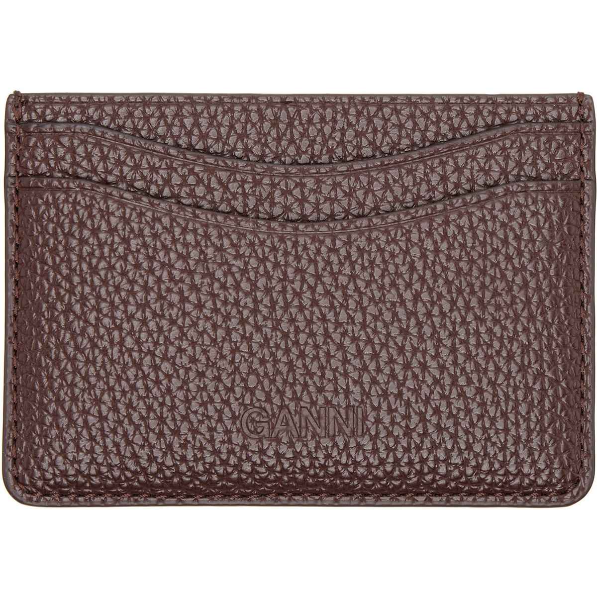 GANNI Brown Grained Card Holder