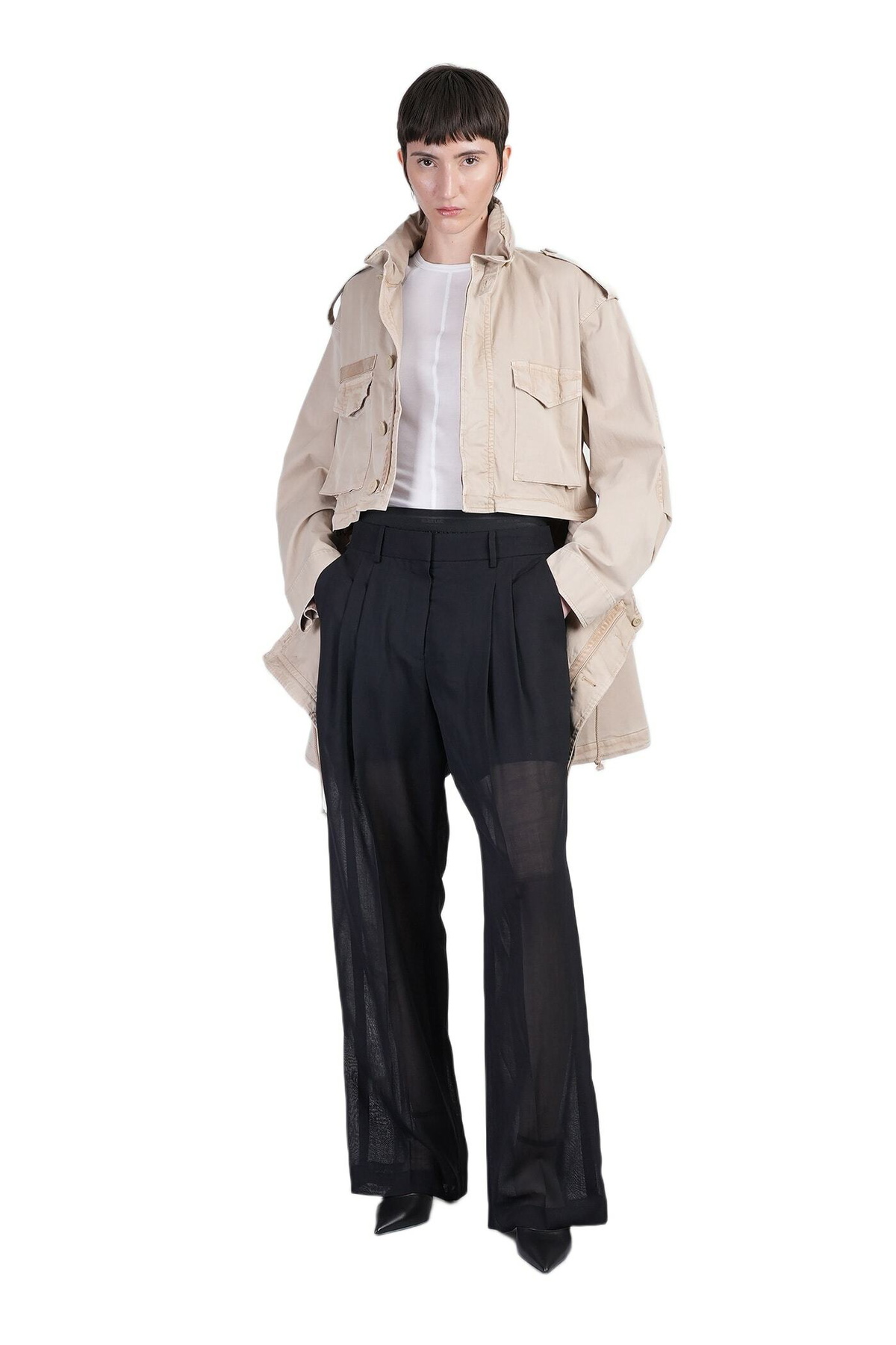 Helmut Lang Parka In Beige Cotton