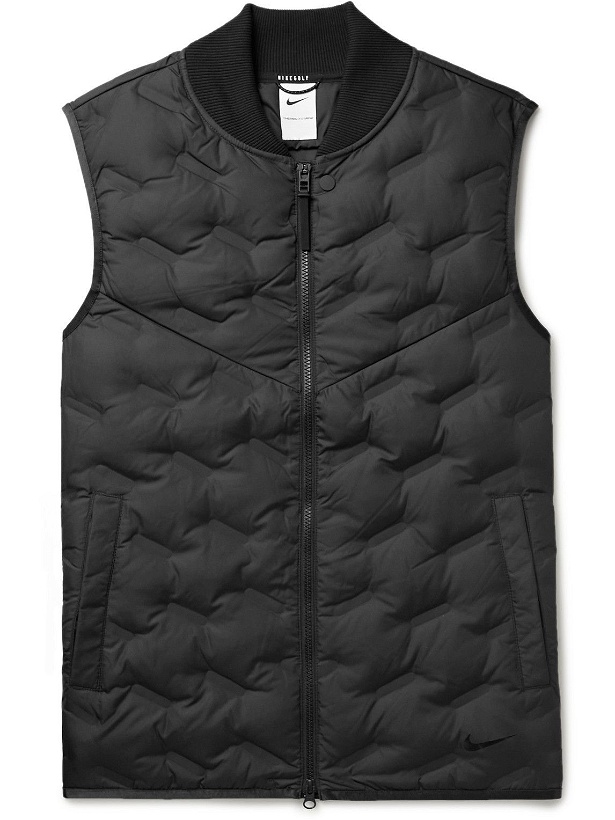 Photo: Nike Golf - Repel Quilted Therma-FIT ADV Down Golf Gilet - Black