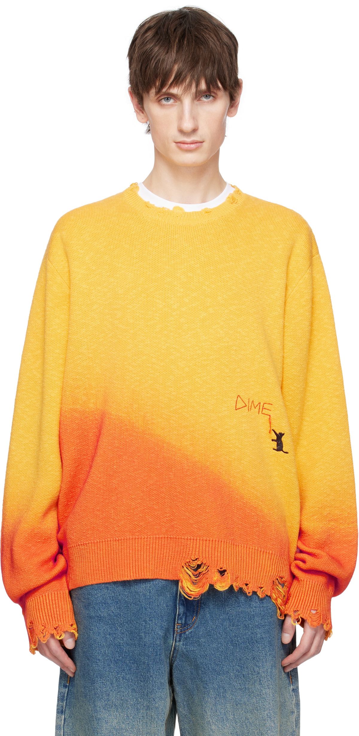 Dime Men's Wave Cable Knit Jumper in Tan Dime